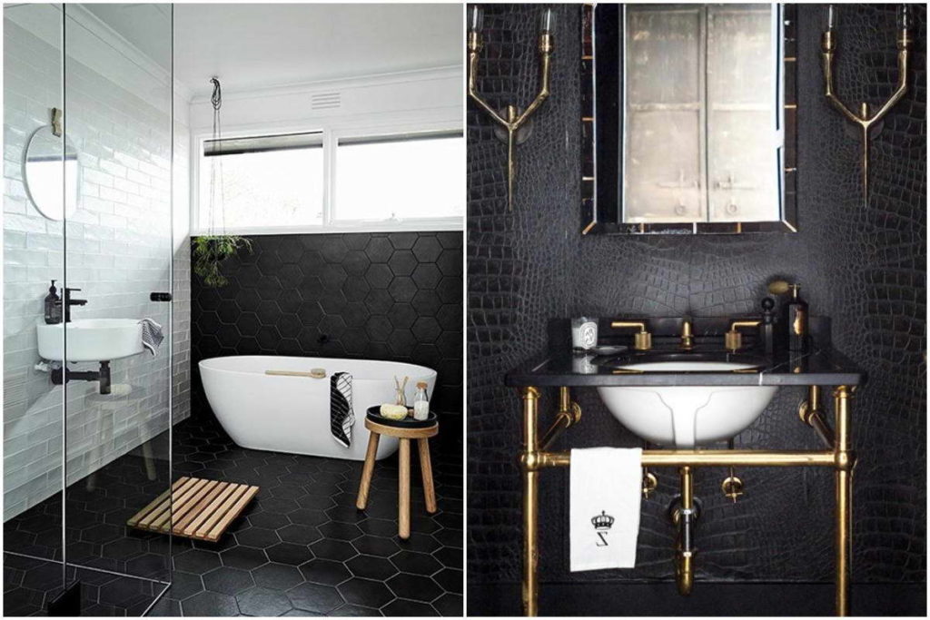 Monochrome bathroom fitting in black